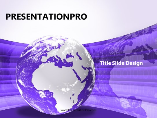 Europe Africa Globe Purple PowerPoint Template title slide design