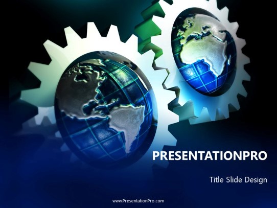 Gears Globular PowerPoint Template title slide design