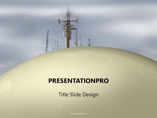 Global Cell Tower PowerPoint Template title slide design