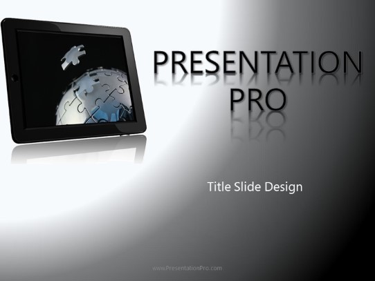 Global Puzzle Tablet PowerPoint Template title slide design