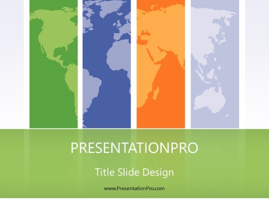Global Regions Green PowerPoint Template title slide design
