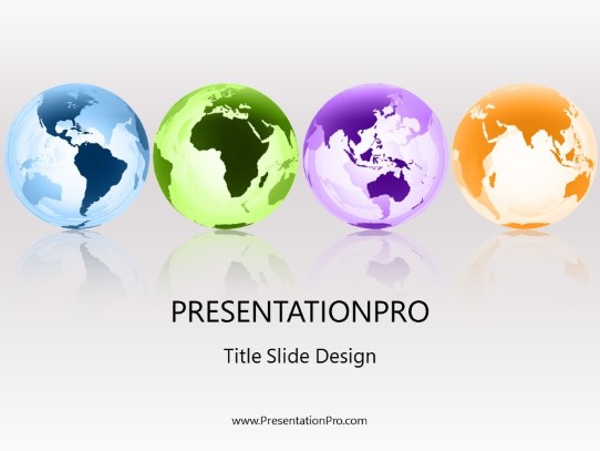 Globes Around The World PowerPoint Template title slide design