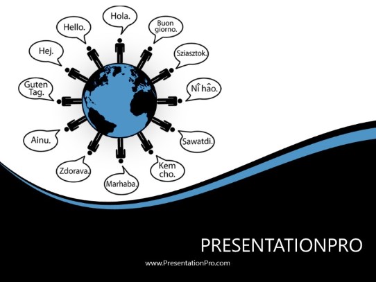 Hello World Blue PowerPoint Template title slide design