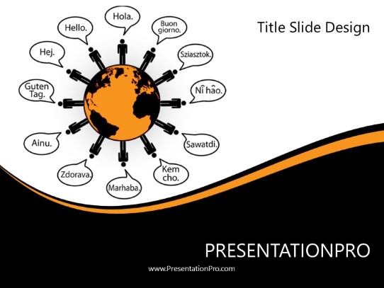 Hello World Orange PowerPoint Template title slide design