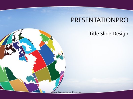Patchwork Globe Purple PowerPoint Template title slide design