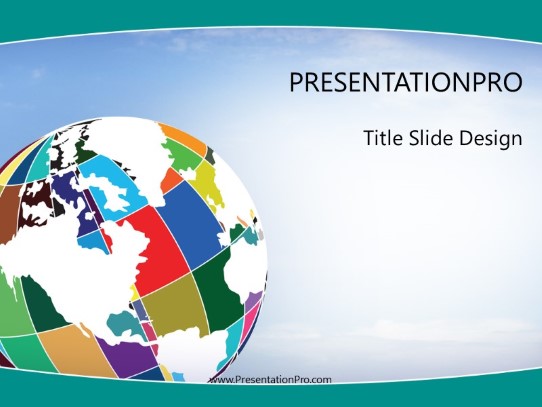 Patchwork Globe Teal PowerPoint Template title slide design