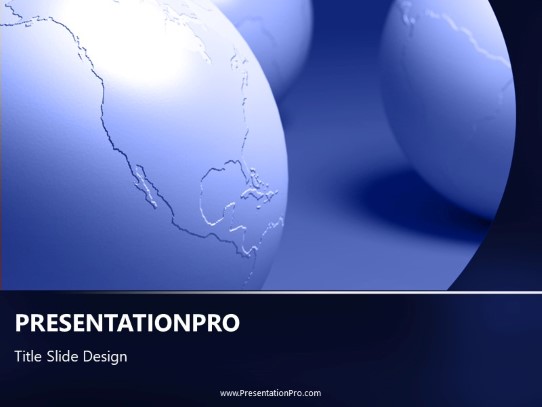 Three Blue Globes PowerPoint Template title slide design
