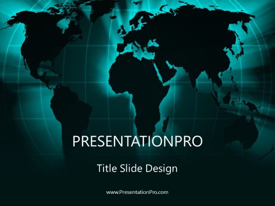 World Grid Teal PowerPoint Template title slide design