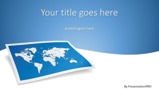 World Map 2 Widescreen PowerPoint Template title slide design