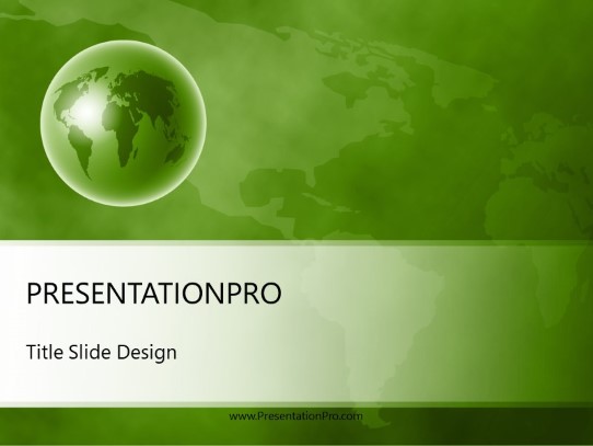 World Perspective Green PowerPoint Template title slide design