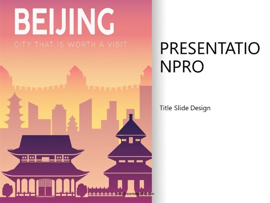 World Trip Beijing Side Wide PowerPoint Template title slide design