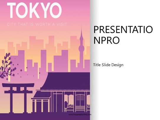 World Trip Tokyo Side Wide PowerPoint Template title slide design