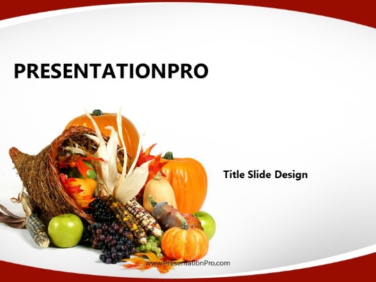 Autumn Cornucopia Red PowerPoint Template title slide design