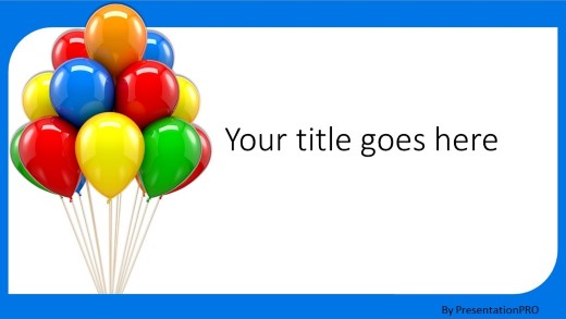 Balloon Party Widescreen PowerPoint Template title slide design