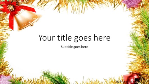 Christmas Bordering Widescreen PowerPoint Template title slide design
