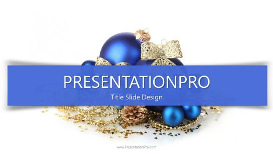 Christmas Decorations Blue 02 Widescreen PowerPoint Template title slide design