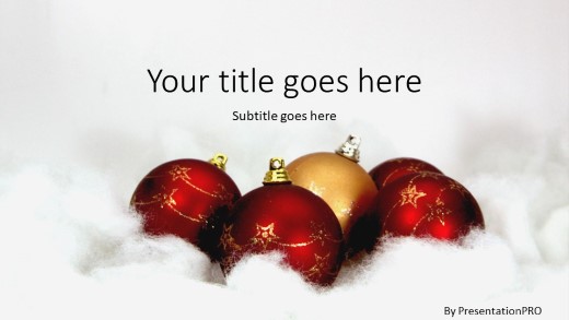 Christmas Ornaments 04 Red Widescreen PowerPoint Template title slide design