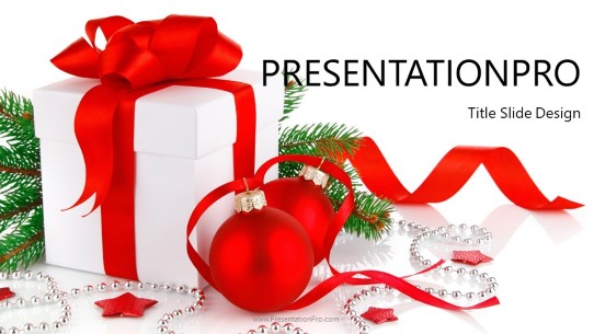 Christmas Present 01 Widescreen PowerPoint Template title slide design