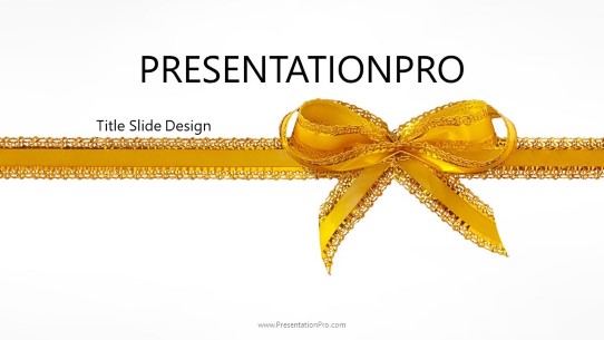 Gold Bow widescreen PowerPoint Template title slide design
