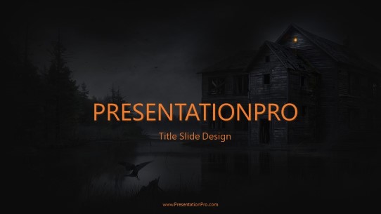 Halloween Cabin on a Lake Widescreen PowerPoint Template title slide design