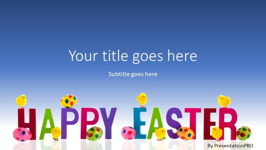 Happy Easter Hatchings Widescreen PowerPoint Template title slide design