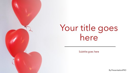 Heart Red Balloons PowerPoint Template title slide design