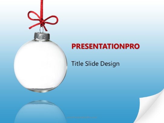 Holiday Glass Ornament Blue PowerPoint Template title slide design