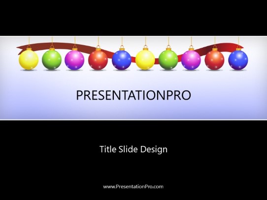Holiday Ornaments Black PowerPoint Template title slide design