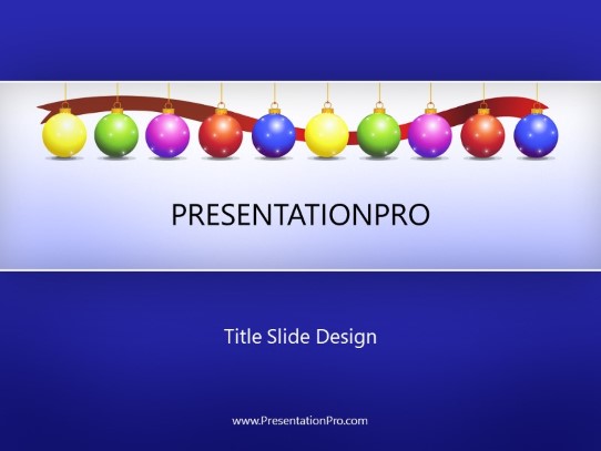 Holiday Ornaments Blue PowerPoint Template title slide design