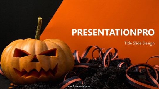 Pumpkin Ribbon Widescreen PowerPoint Template title slide design
