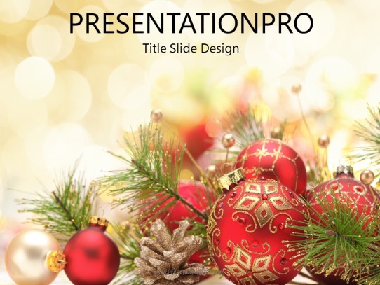 Red Decorations On Gold 01 PowerPoint Template title slide design