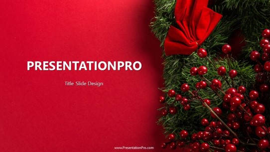 Red Garland Widescreen PowerPoint Template title slide design