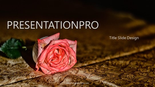 Single Rose Widescreen PowerPoint Template title slide design