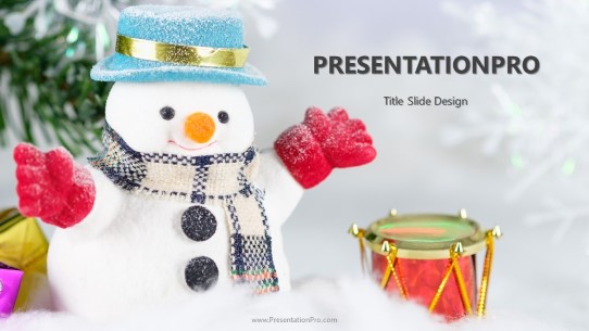 Tiny Snowman Widescreen PowerPoint Template title slide design