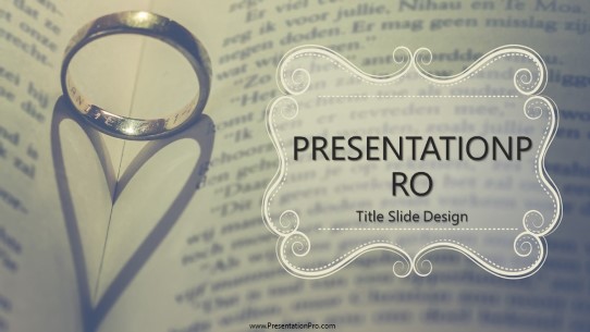 Wedding Ring Heart Widescreen PowerPoint Template title slide design
