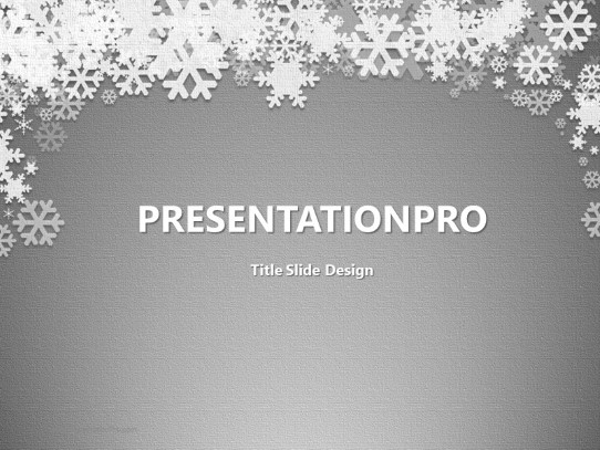Winter Snow Gray PowerPoint Template title slide design