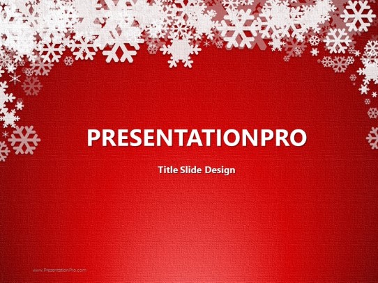 Winter Snow Red PowerPoint Template title slide design