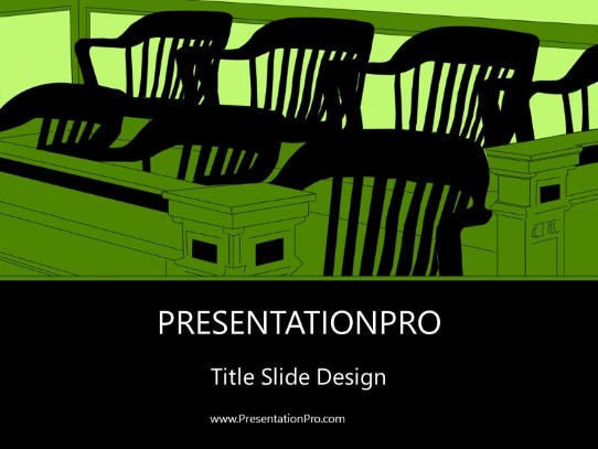 Jury Box Green PowerPoint Template title slide design