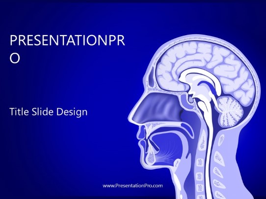 Anatomy Head Blue PowerPoint Template title slide design