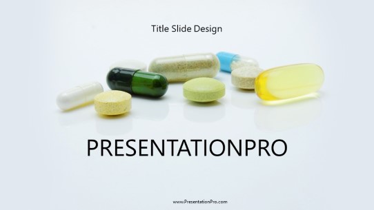 Assorted Pills Widescreen PowerPoint Template title slide design