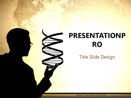 Dna Creation Gold PowerPoint Template title slide design