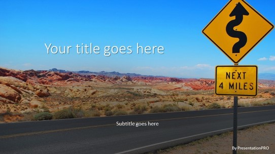 Curvy Roads Ahead Widescreen PowerPoint Template title slide design