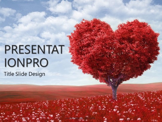 Heart Shaped Tree PowerPoint Template title slide design