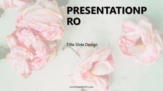 Painting Pink Flowers Widescreen PowerPoint Template title slide design