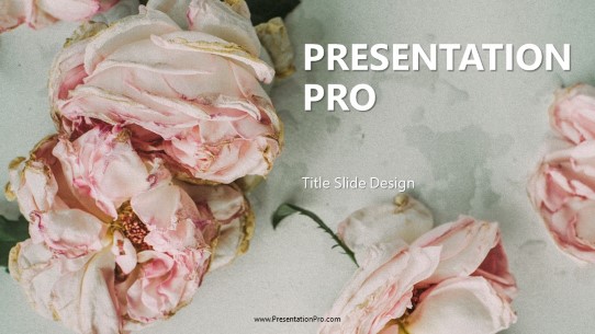 Pink Flowers Widescreen PowerPoint Template title slide design