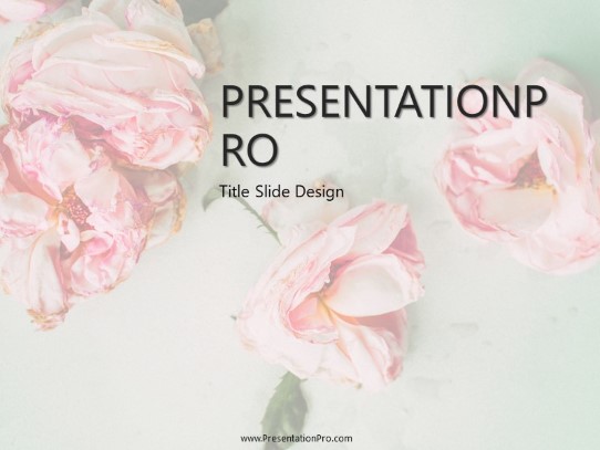 Pink Painted Flowers PowerPoint Template title slide design