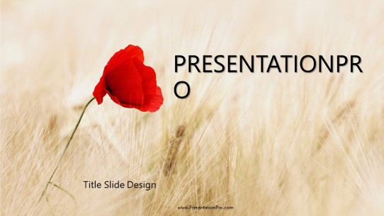 Red Flower Field Widescreen PowerPoint Template title slide design