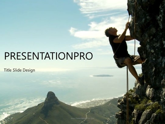 The Rock Climber PowerPoint Template title slide design