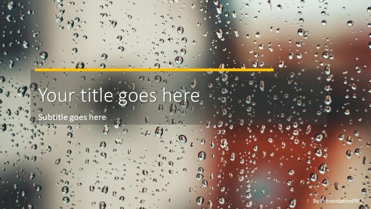 Window Rain Widescreen PowerPoint Template title slide design