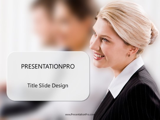 Blonde Woman Focus PowerPoint Template title slide design